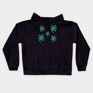 Vintage Octopus Set Teal Patina Kids Hoodie